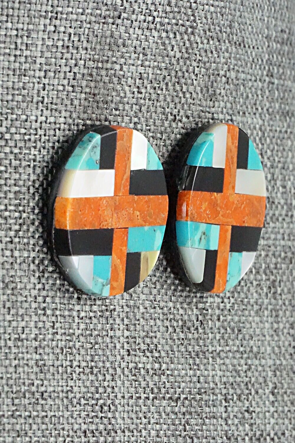 Multi Stone Inlay Earrings - Chaslyn Crespin