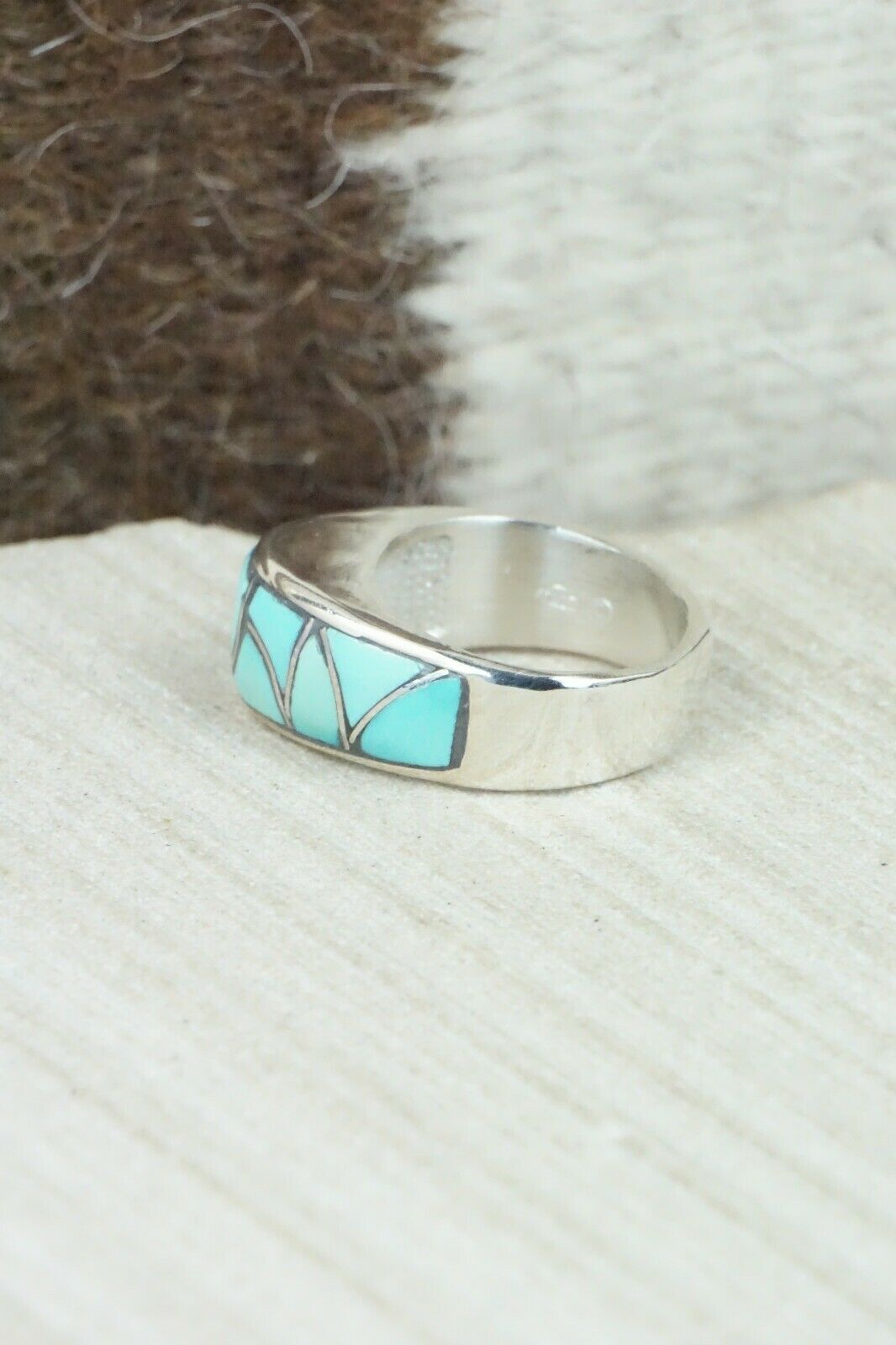 Turquoise & Sterling Silver Ring - Orena Leekya - Size 4.75