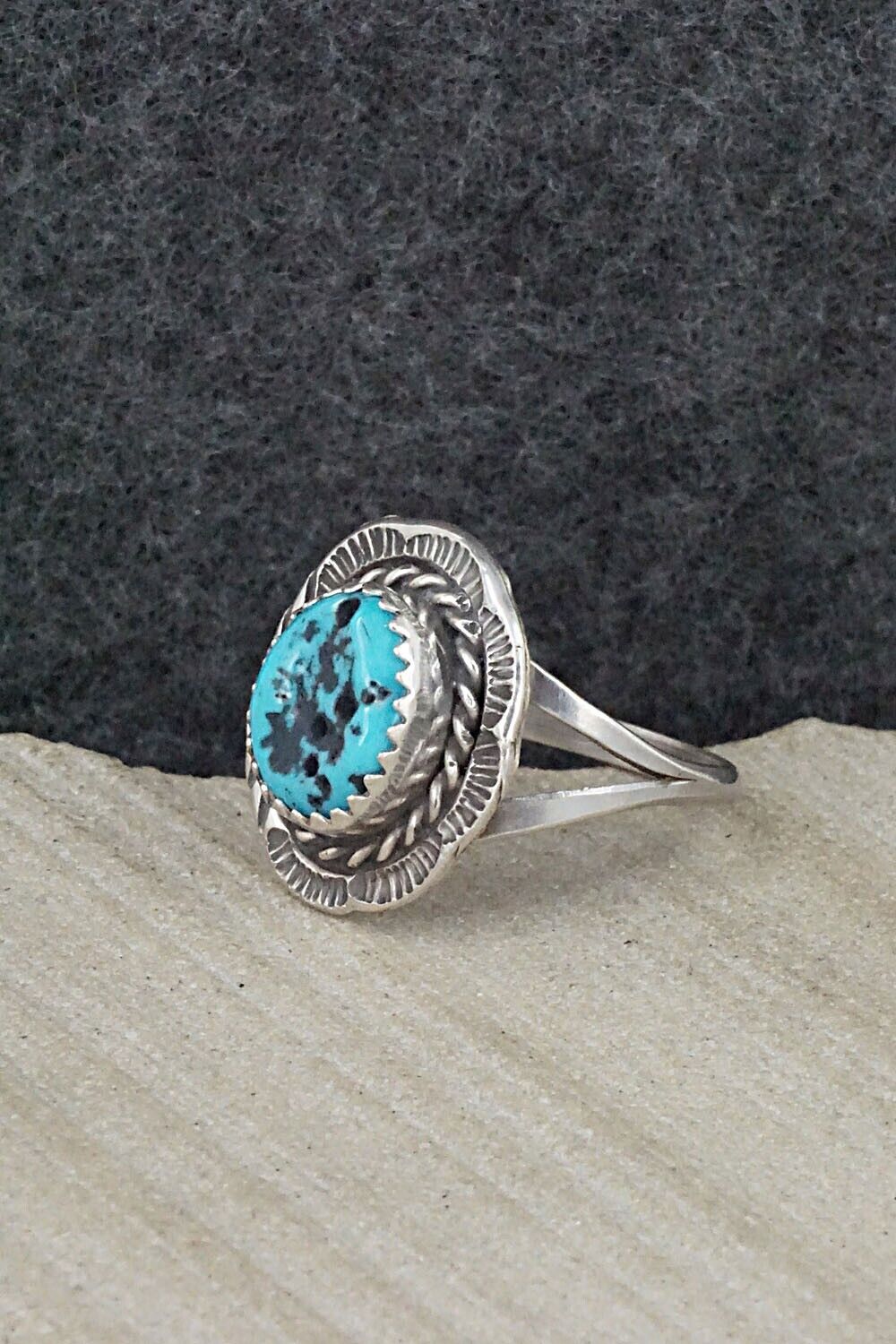 Turquoise & Sterling Silver Ring - Freda Martinez - Size 8