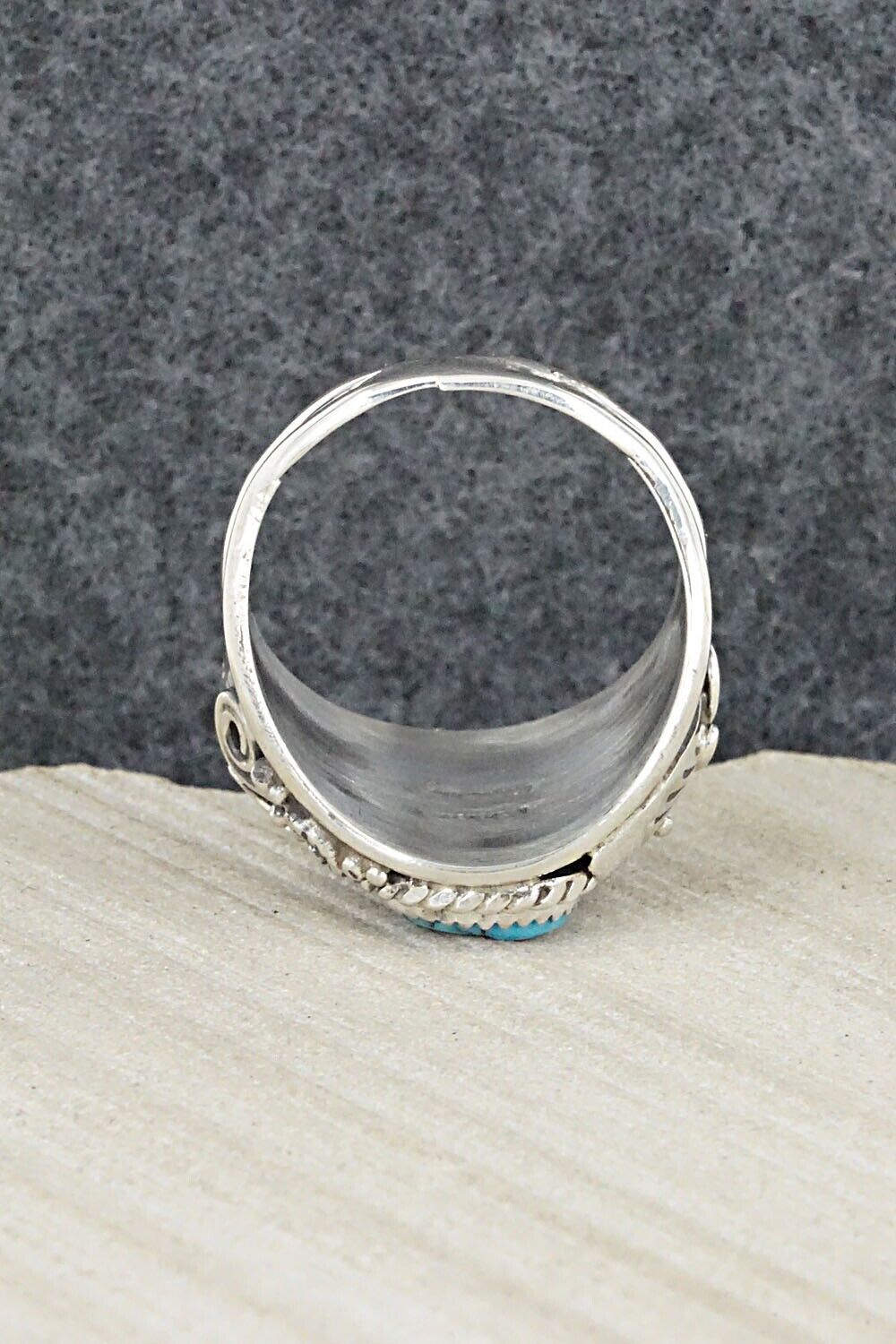 Turquoise & Sterling Silver Ring - Leonard Spencer - 12.5