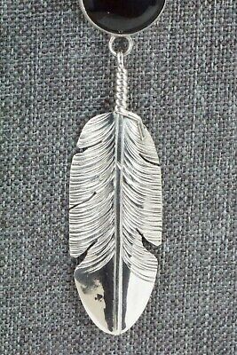Onyx, Sterling Silver Feather & Chain Necklace - Ben Begay - High Lonesome Trading