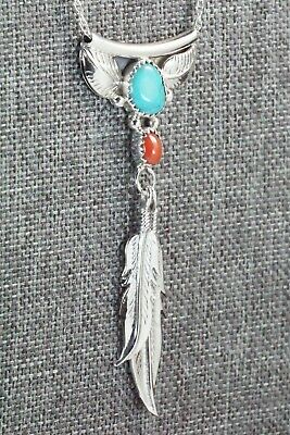 Turquoise, Coral & Sterling Silver Necklace - Sharon McCarthy - High Lonesome Trading