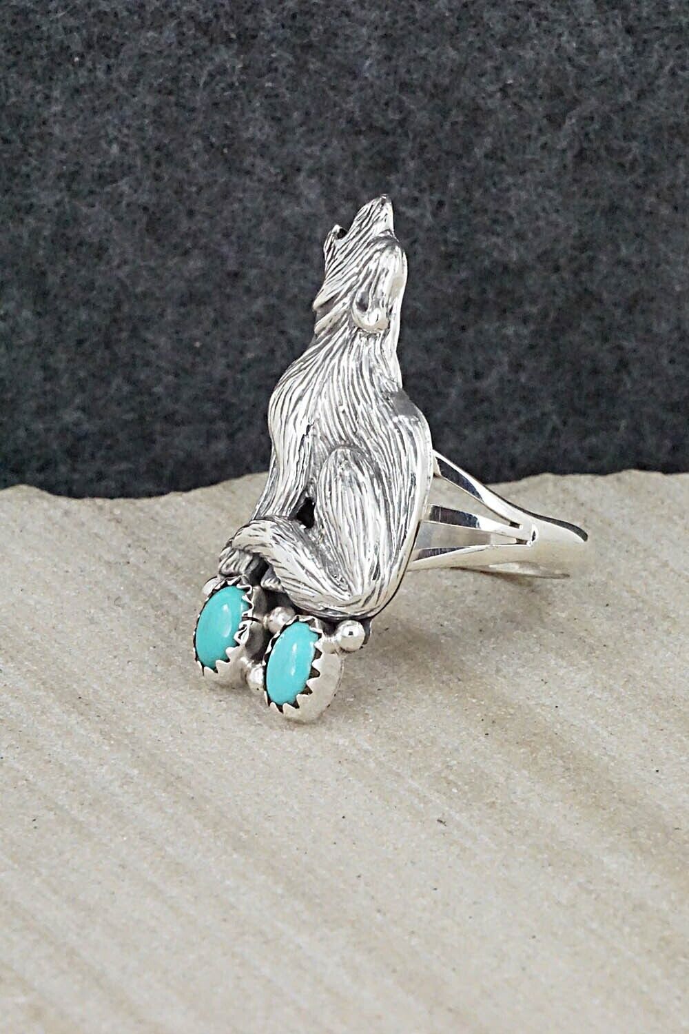 Turquoise & Sterling Silver Ring - Samuel Yellowhair - Size 8