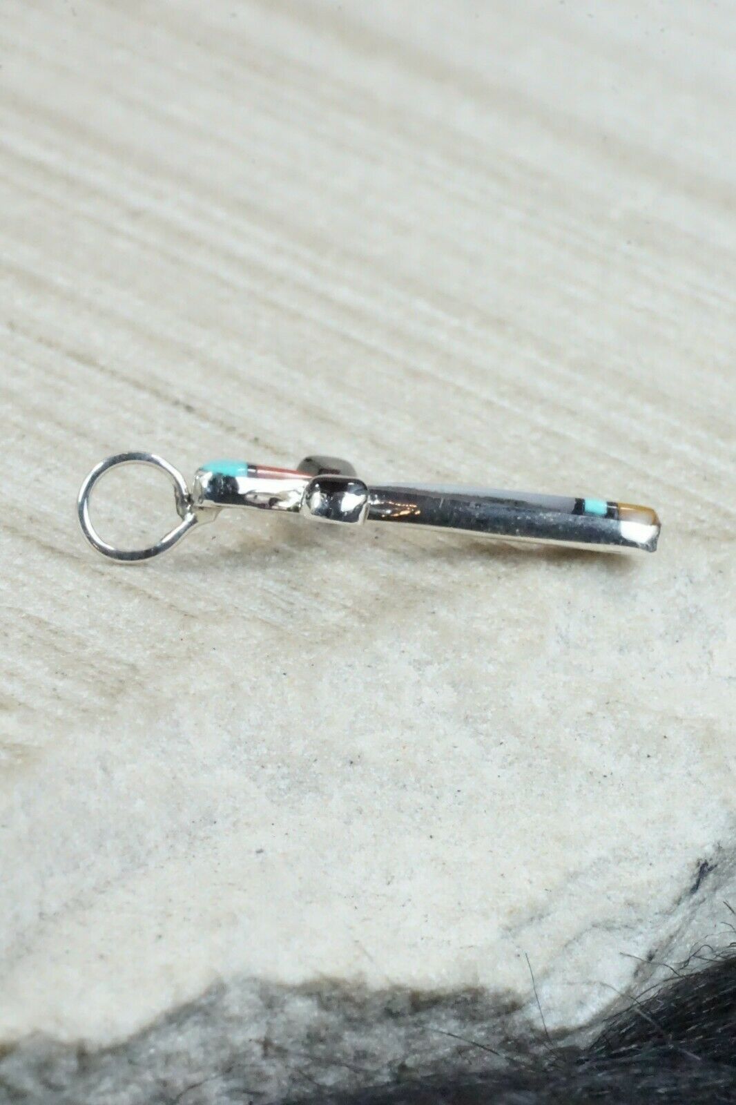 Multi Stone & Sterling Silver Cross Pendant - Lynette Bowannie