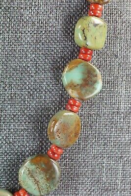 Turquoise, Coral & Sterling Silver Necklace - Navajo