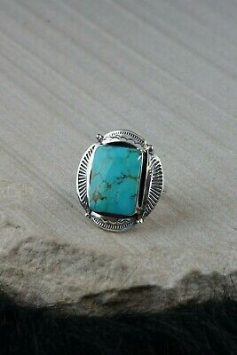 Navajo Turquoise and Sterling Silver Ring - Sadie Jim - Size 9.5 - High Lonesome Trading