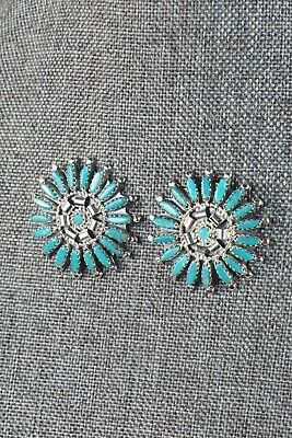 Navajo Turquoise and Sterling Silver Earrings - Nathaniel Nez