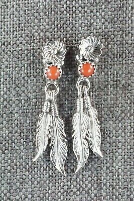 Coral & Sterling Silver Earrings - Annie Spencer