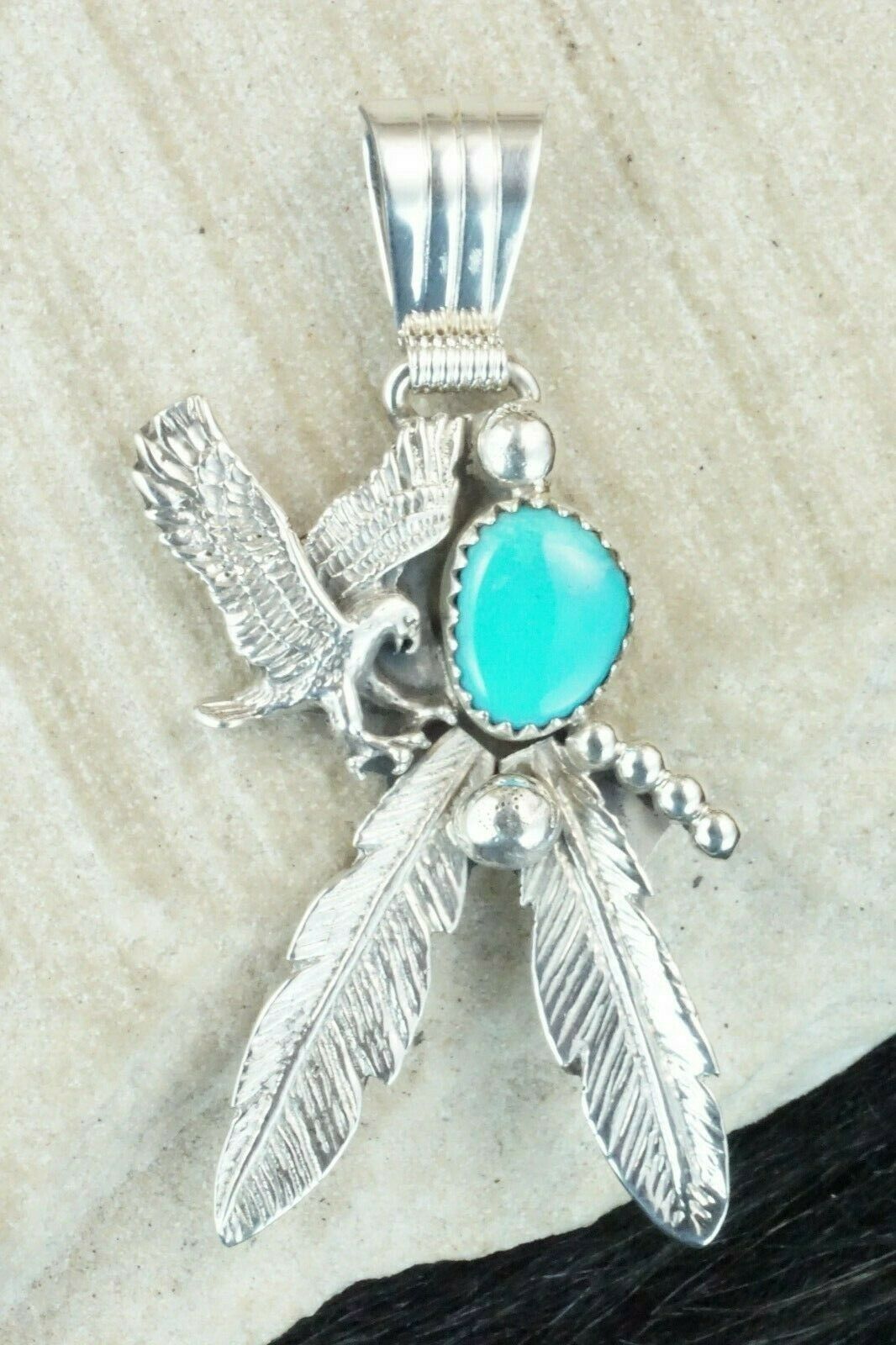 Turquoise and Sterling Silver Pendant - Genevieve Francisco