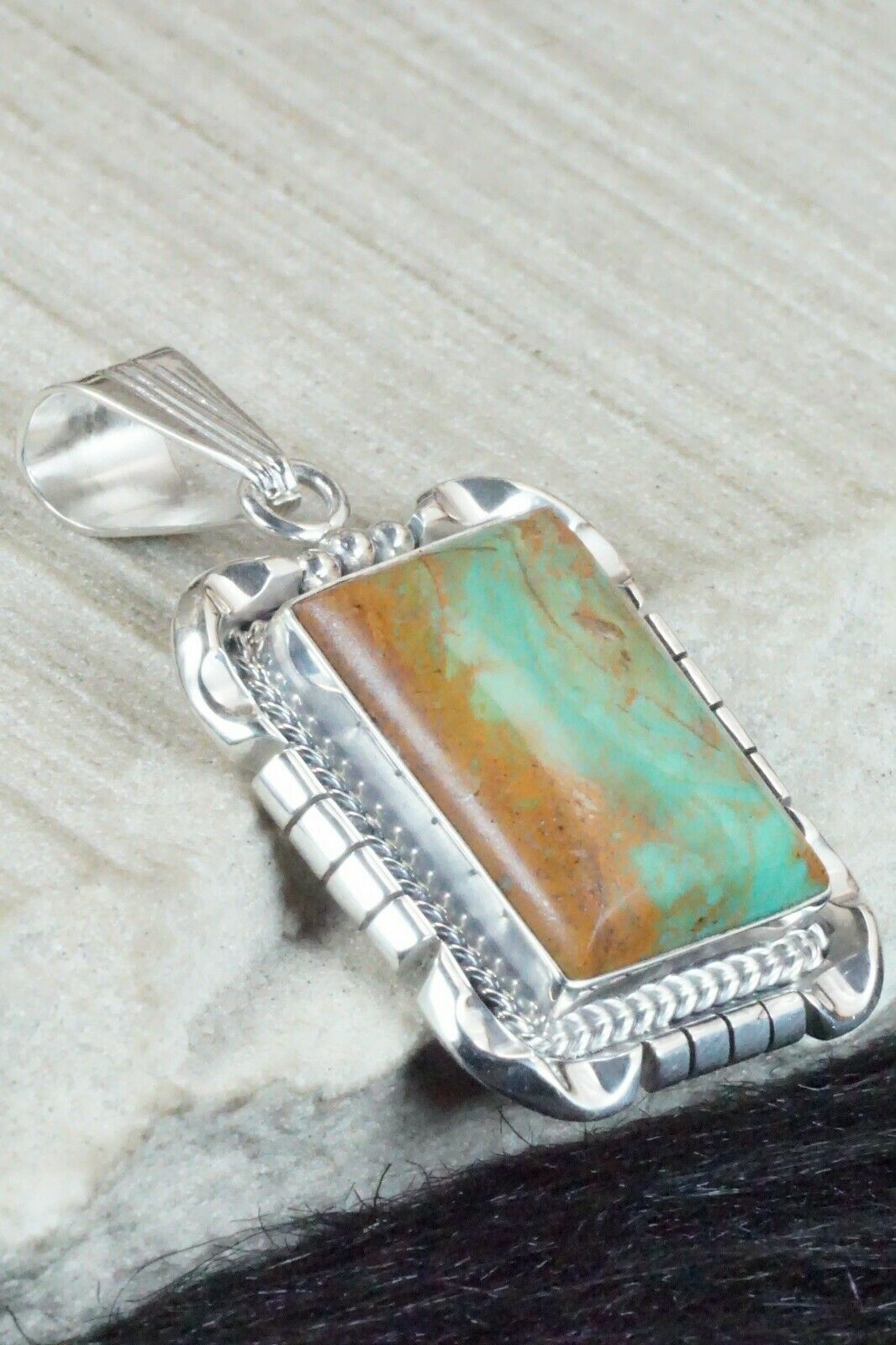 Turquoise & Sterling Silver Pendant - Samuel Yellowhair