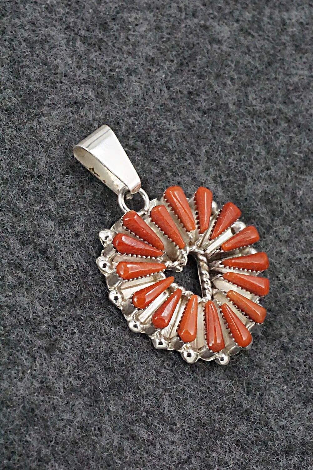 Coral & Sterling Silver Pendant - Rebecca Laate
