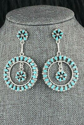 Zuni Turquoise & Sterling Silver Earrings - Tricia Leekity - High Lonesome Trading