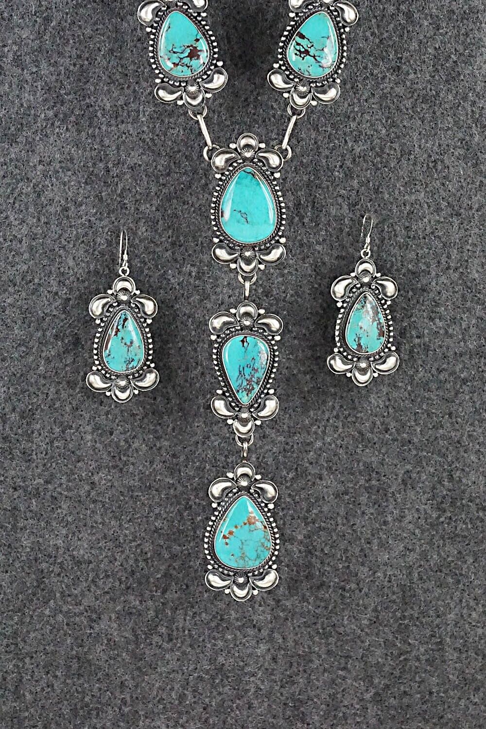 Turquoise & Sterling Silver Necklace and Earrings Set - Derrick Gordon