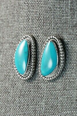 Navajo Turquoise and Sterling Silver Earrings - Lee Shorty
