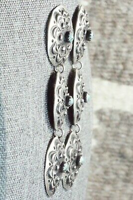 Turquoise & Sterling Silver Earrings - Leander Tahe