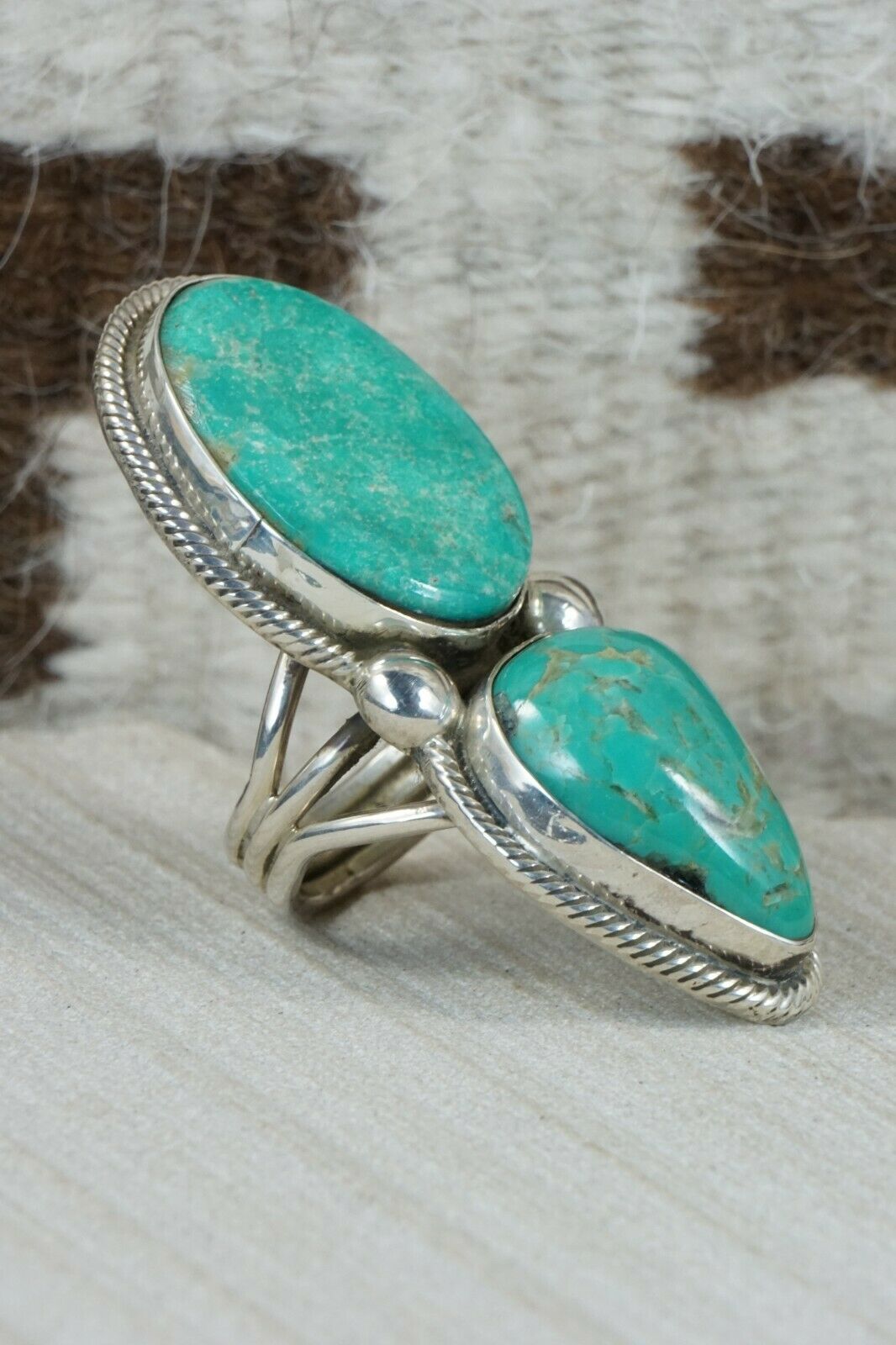 Navajo Turquoise and Sterling Silver Ring - Rick Martinez - Size 8.5