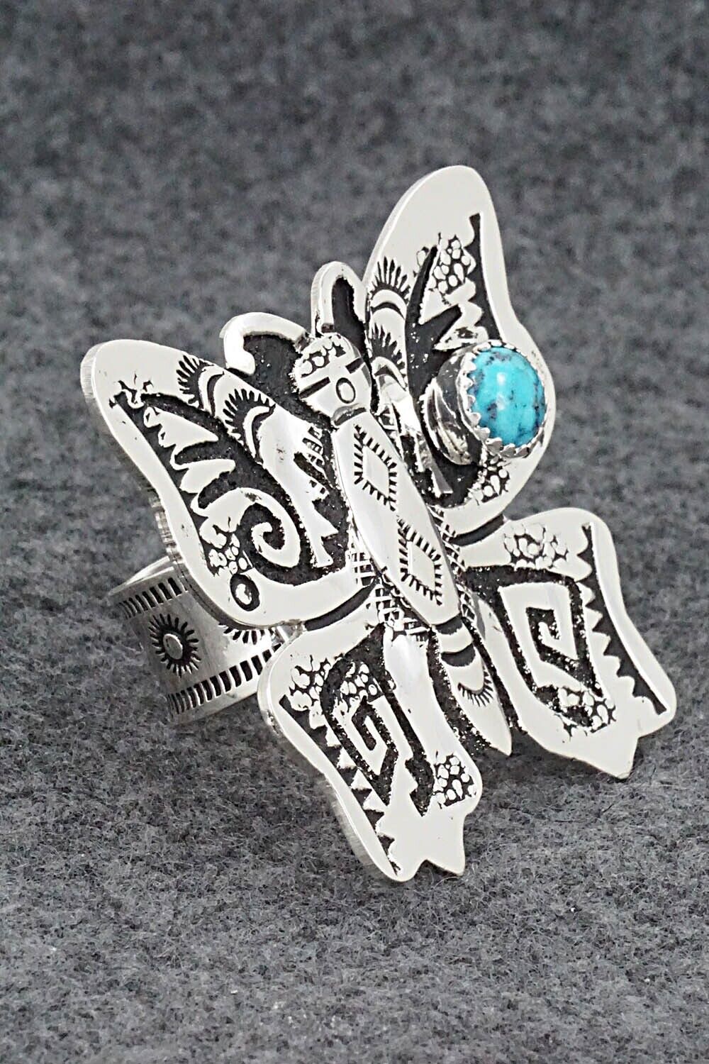 Turquoise & Sterling Silver Ring - Richard Singer - Size 7.5 (Adj.)