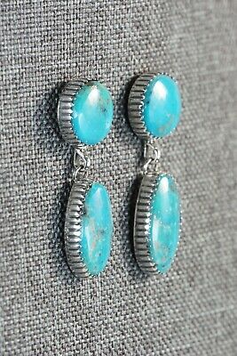Navajo Turquoise and Sterling Silver Earrings - Alvin Joe