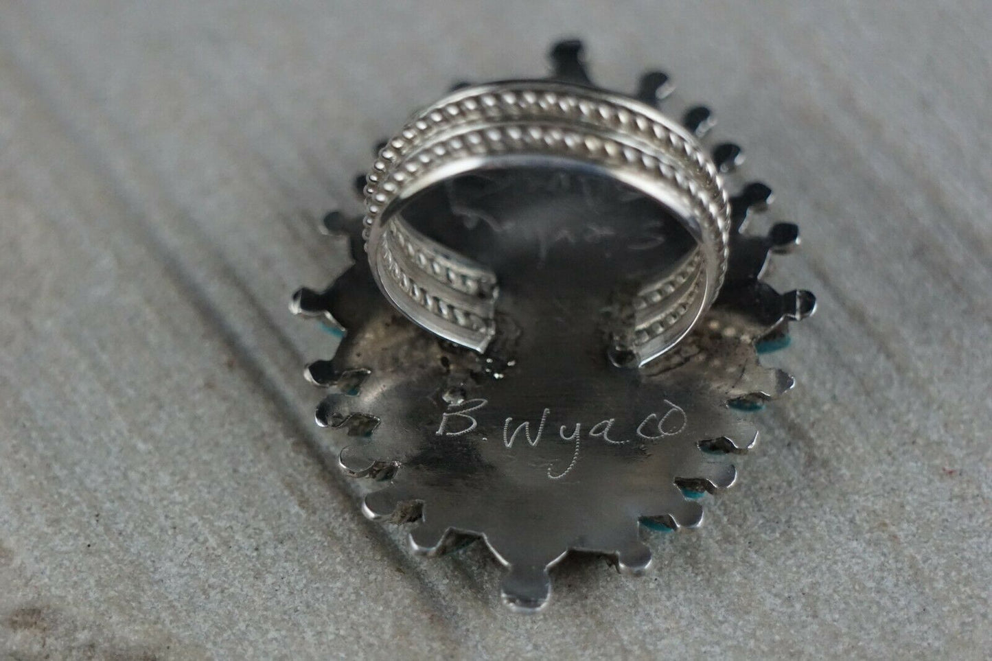 Zuni Sterling Silver & Turquoise Ring - Bernie Wyaco - Size 7 - High Lonesome Trading