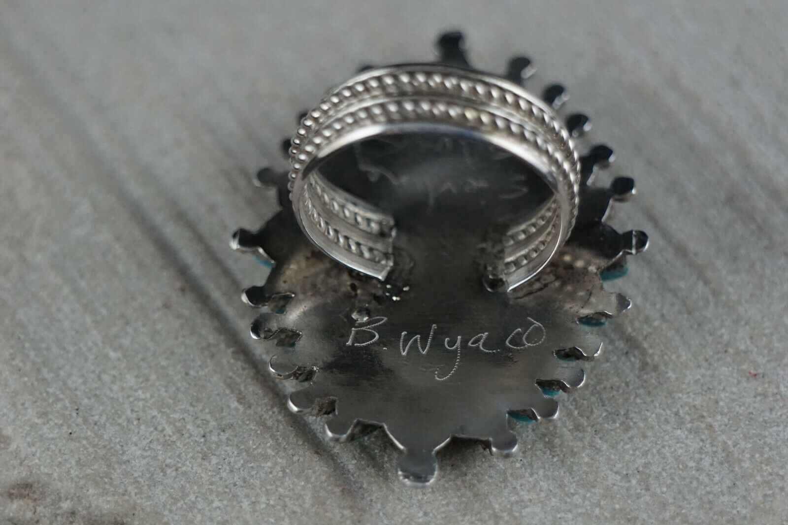 Zuni Sterling Silver & Turquoise Ring - Bernie Wyaco - Size 7 - High Lonesome Trading