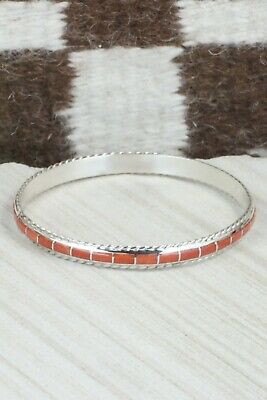 Coral & Sterling Silver Bangle Bracelet - Jessica Chavez