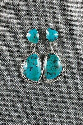 Navajo Turquoise and Sterling Silver Earrings - Sadie Jim