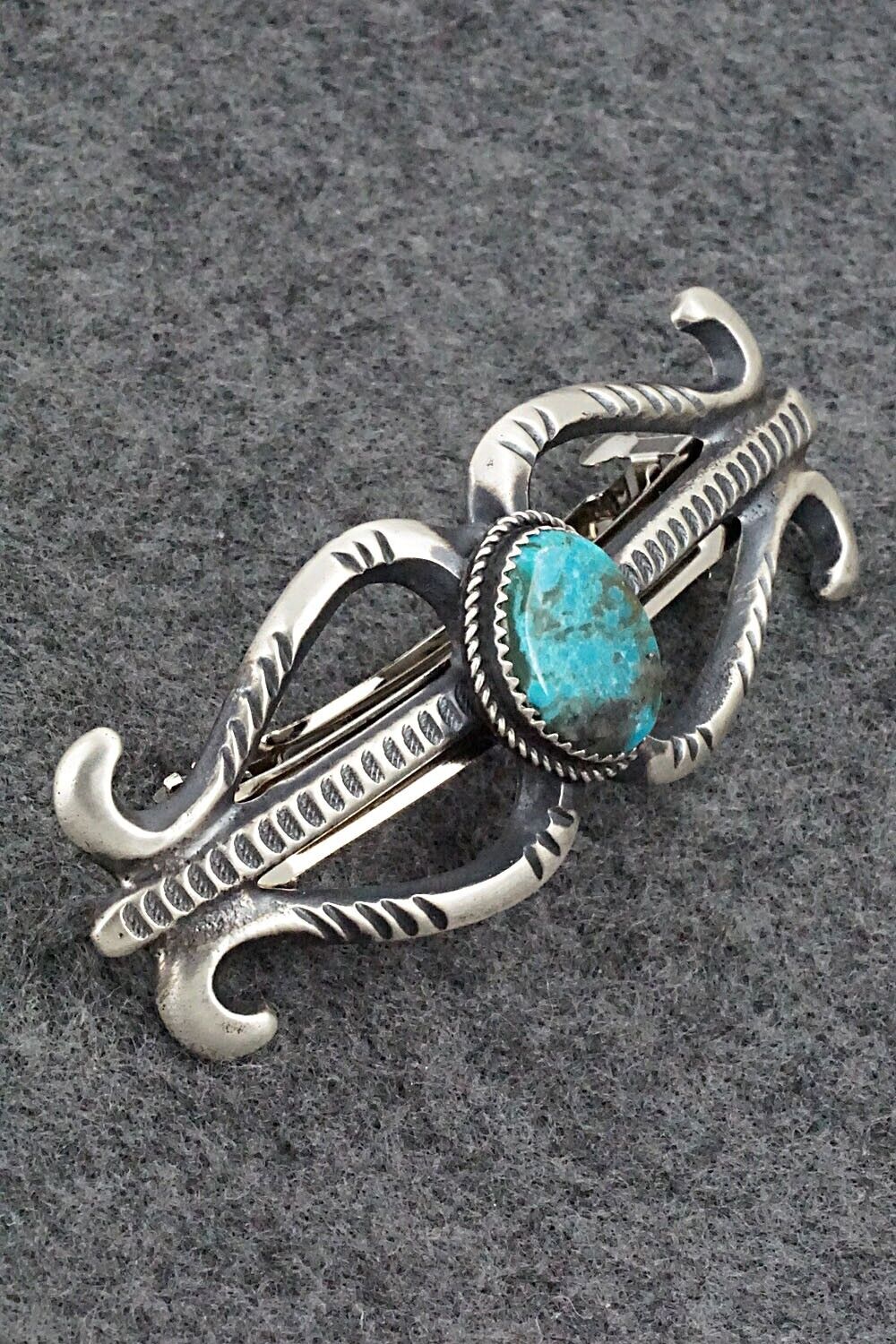 Turquoise & Sterling Silver Hair Barrette - Martha Cayatineto