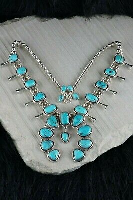 Navajo Turquoise & Sterling Silver Squash Blossom - Mary Ann Spencer - High Lonesome Trading