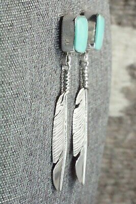Turquoise & Sterling Silver Feather Earrings - Ben Begay