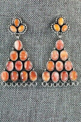 Spiny Oyster and Sterling Silver Earrings - Renelle Perry