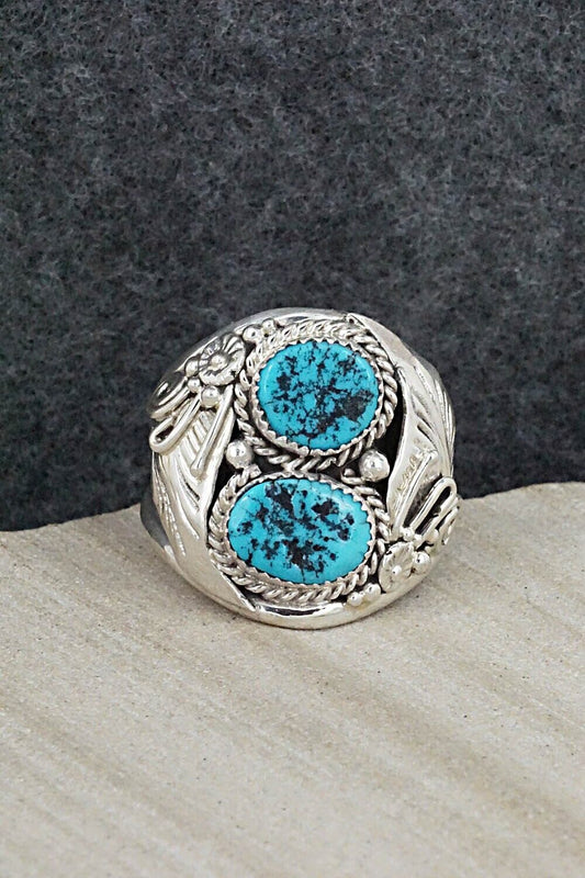 Turquoise & Sterling Silver Ring - Leonard Spencer - Size 12.5