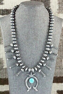 Turquoise & Sterling Silver Squash Blossom - Presley Haley - High Lonesome Trading
