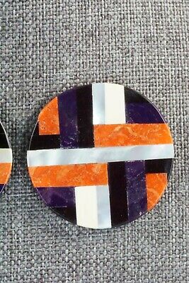 Multi Stone Inlay & Sterling Silver Earrings - Chaslyn Crespin