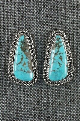 Navajo Turquoise and Sterling Silver Earrings - Annissa Martinez - High Lonesome Trading