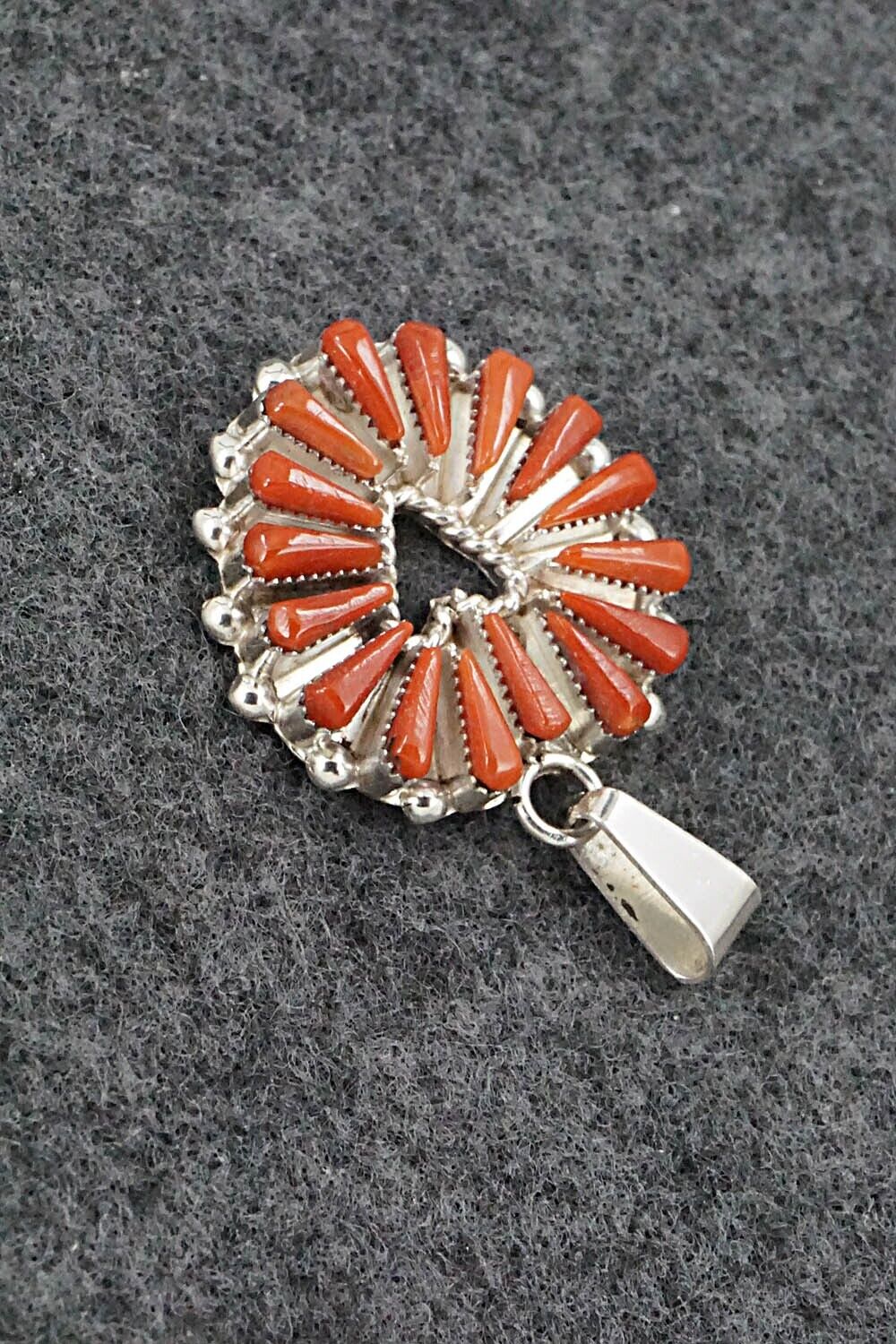 Coral & Sterling Silver Pendant - Rebecca Laate