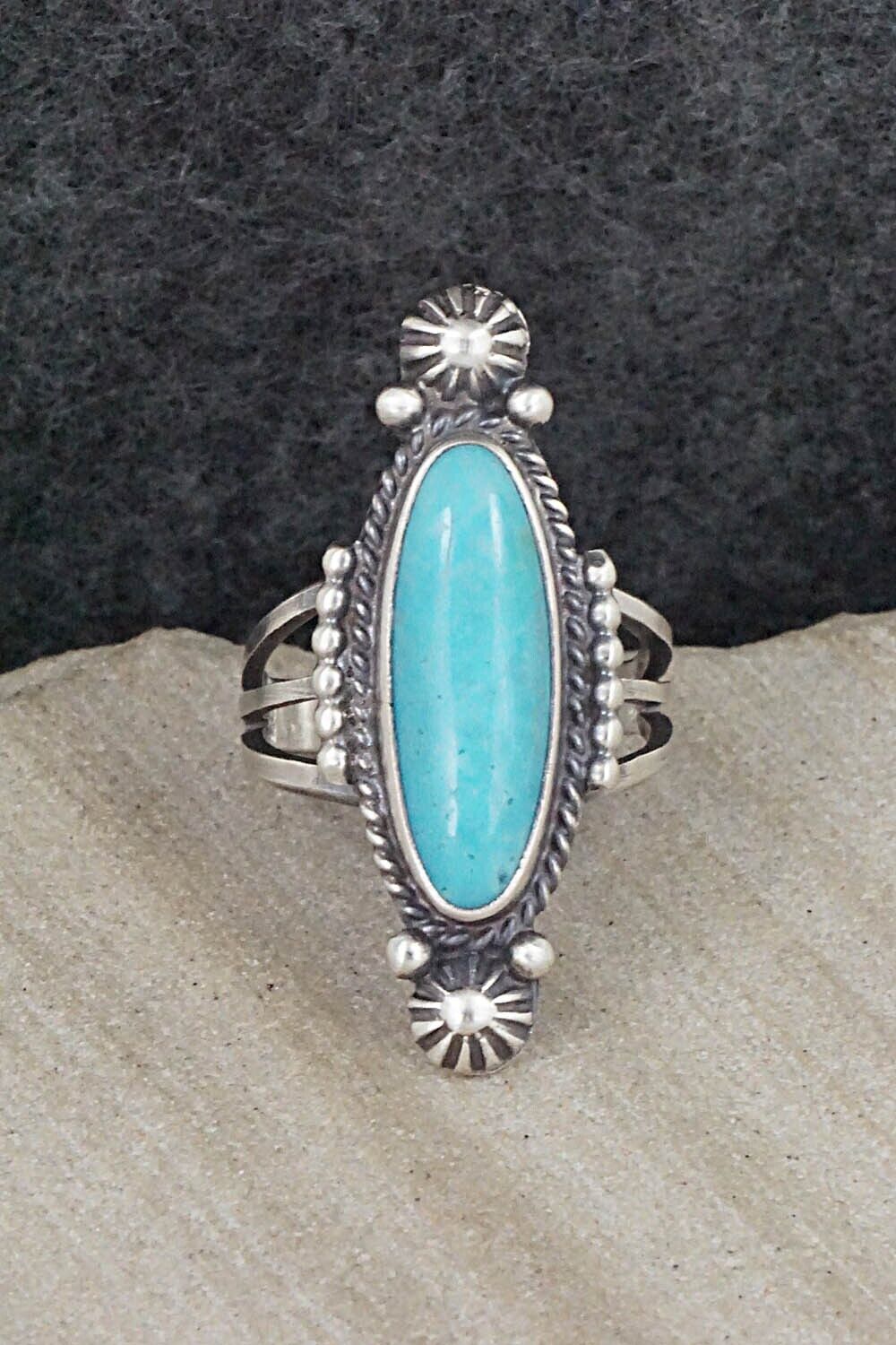 Turquoise & Sterling Silver Ring - Samuel Yellowhair - Size 5.75