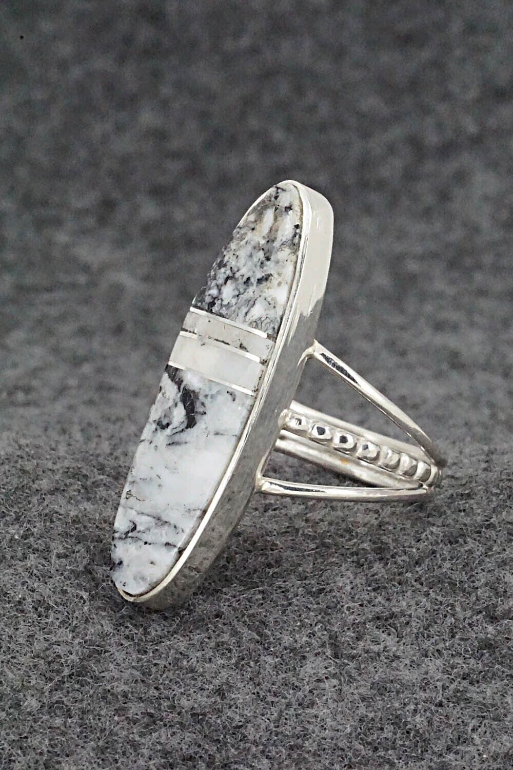 White Buffalo & Sterling Silver Ring - Harold Smith - Size 8