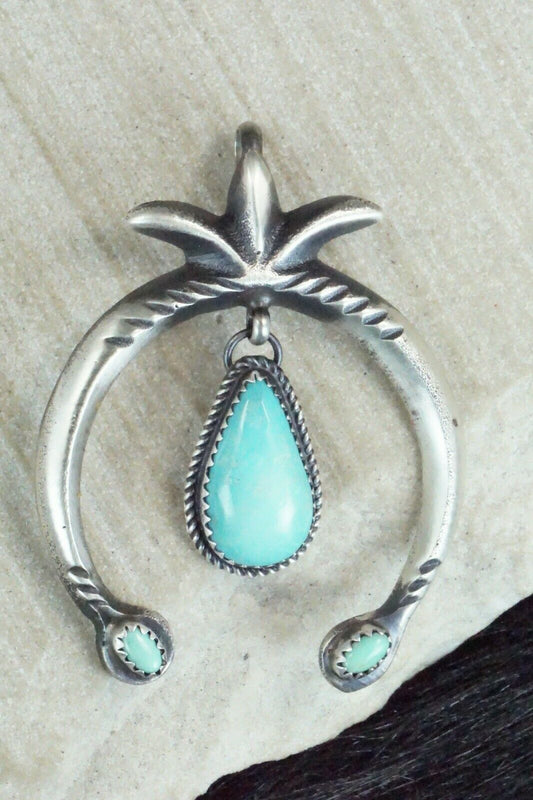 Turquoise and Sterling Silver Pendant - Martha Cayatineto - High Lonesome Trading