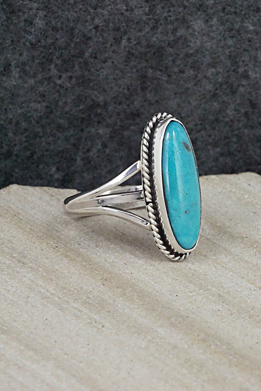 Turquoise & Sterling Silver Ring - Mark Barney - Size 8