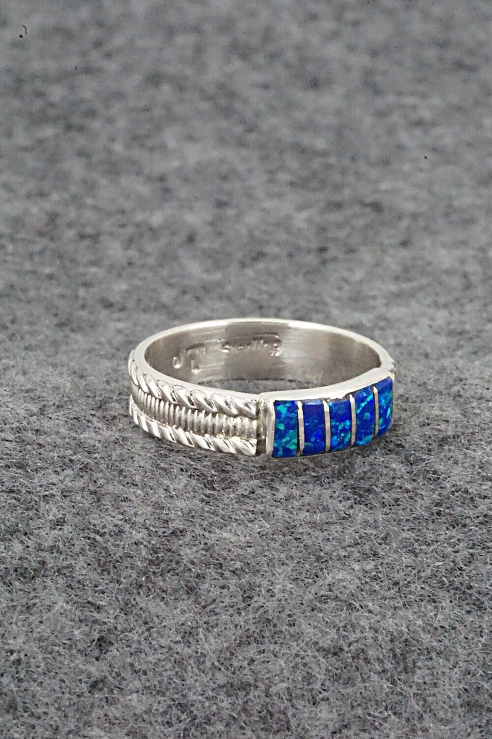 Opalite & Sterling Silver Inlay Ring - Orlando Laweka - Size 9