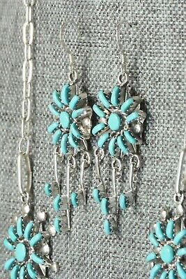 Turquoise & Sterling Silver Necklace and Earrings Set - Keith Leekity