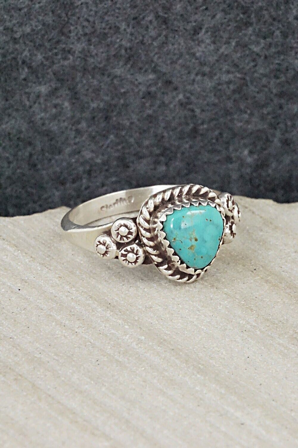 Turquoise & Sterling Silver Ring - Freda Martinez - Size 10.25
