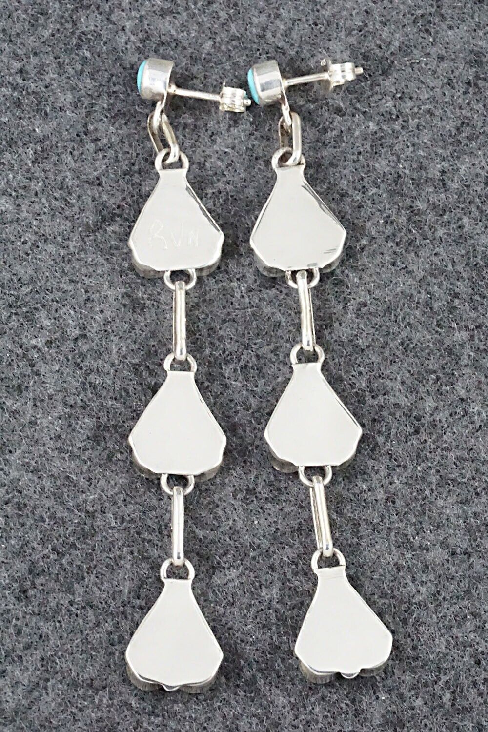 Turquoise & Sterling Silver Inlay Earrings - Velda Nastacio