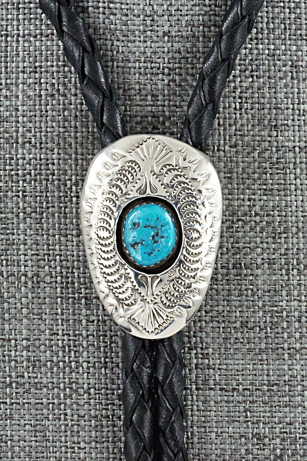 Turquoise & Sterling Silver Bolo Tie - Shirley Skeets