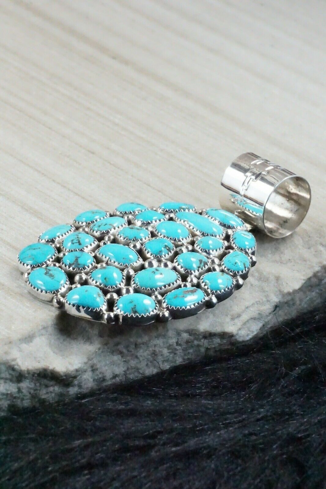 Turquoise and Sterling Silver Pendant - Marlene Haley