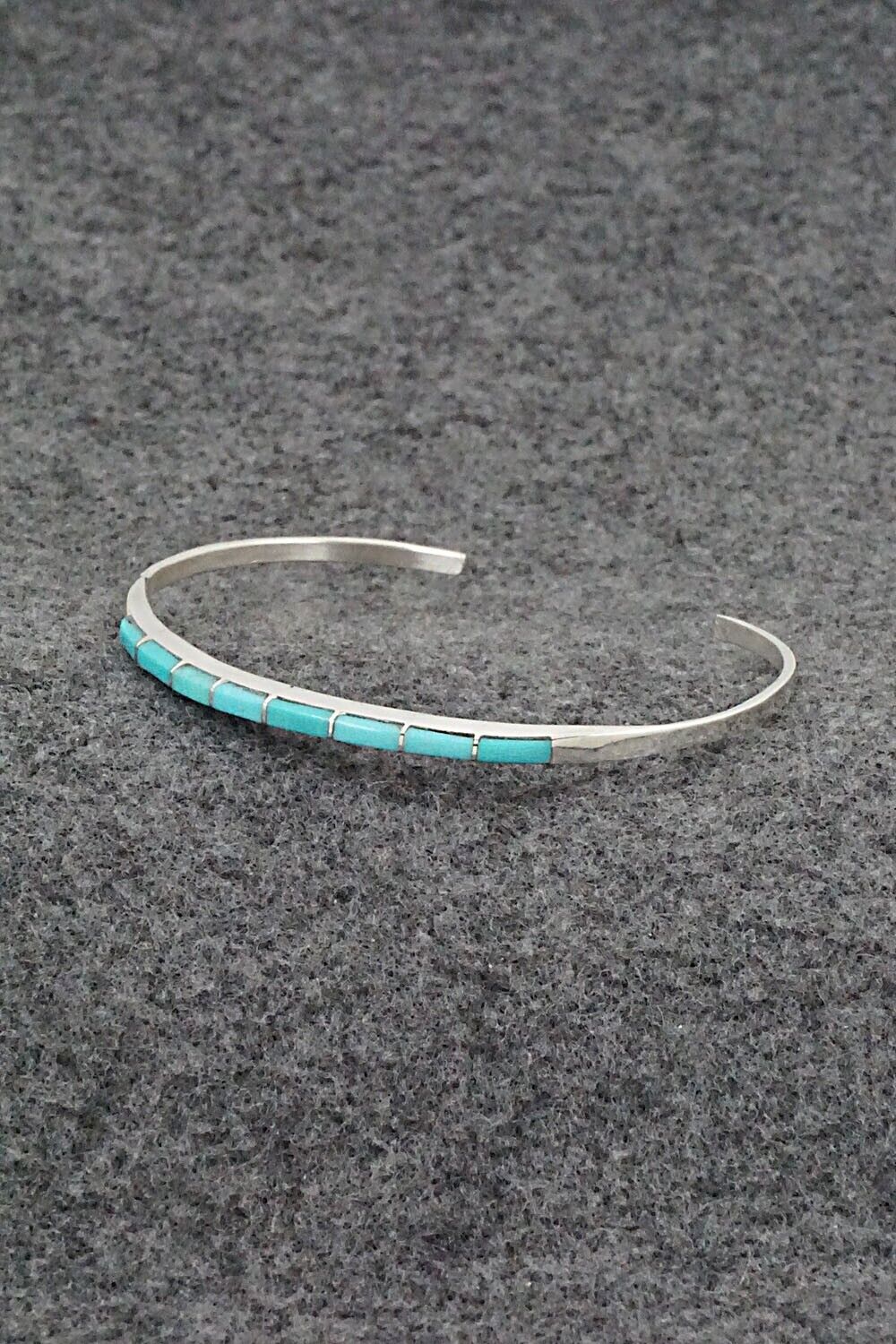 Turquoise & Sterling Silver Inlay Bracelet - Jeanette Chavez