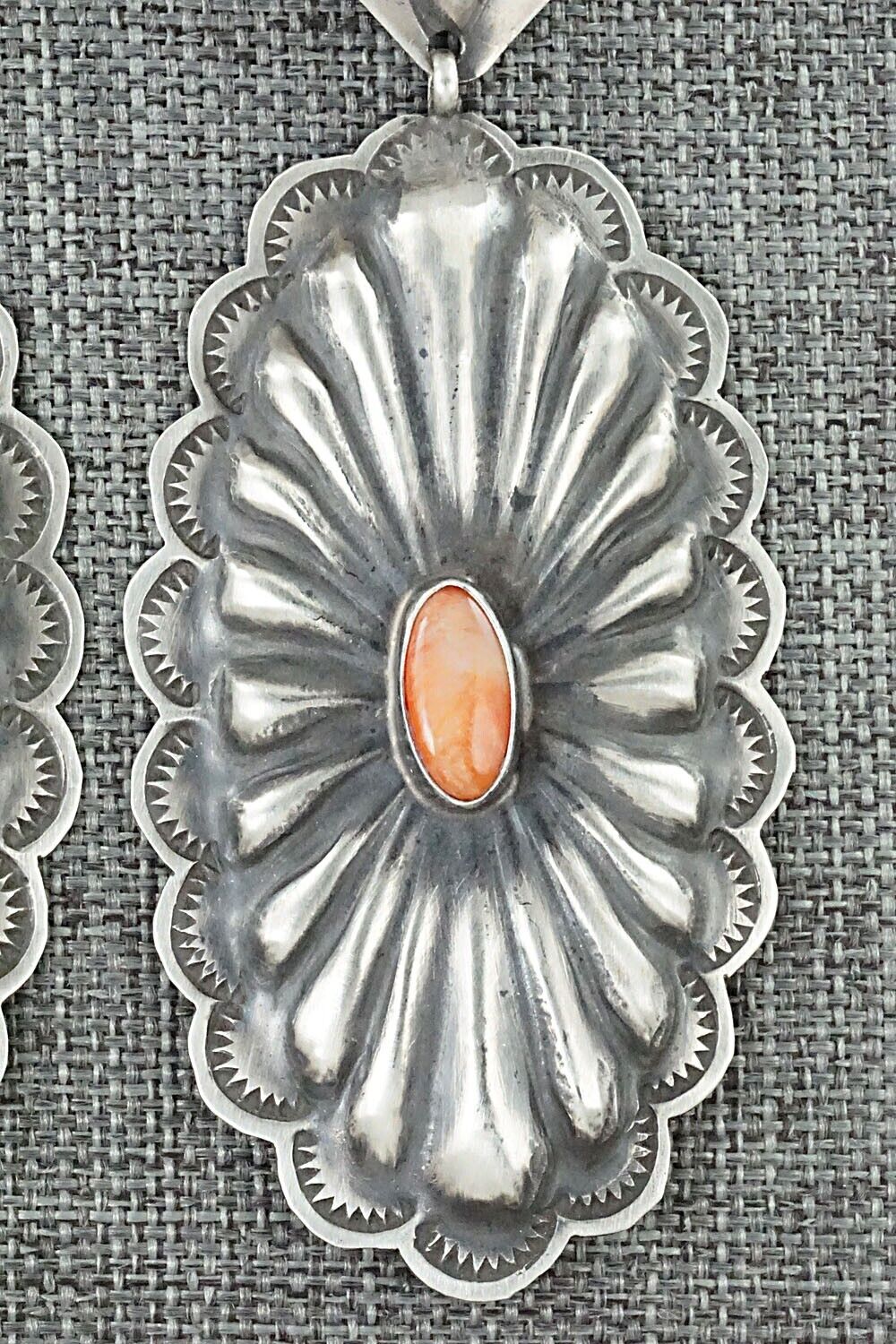 Spiny Oyster and Sterling Silver Earrings - Rita Lee