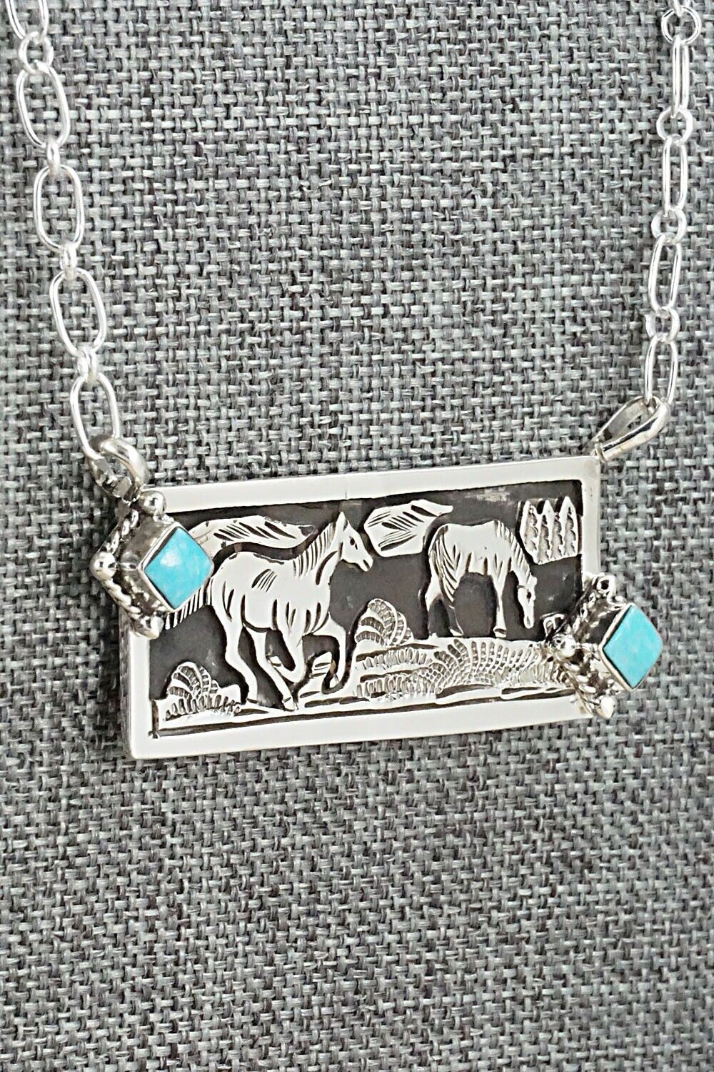 Turquoise & Sterling Silver Necklace - Jeremy Delgarito