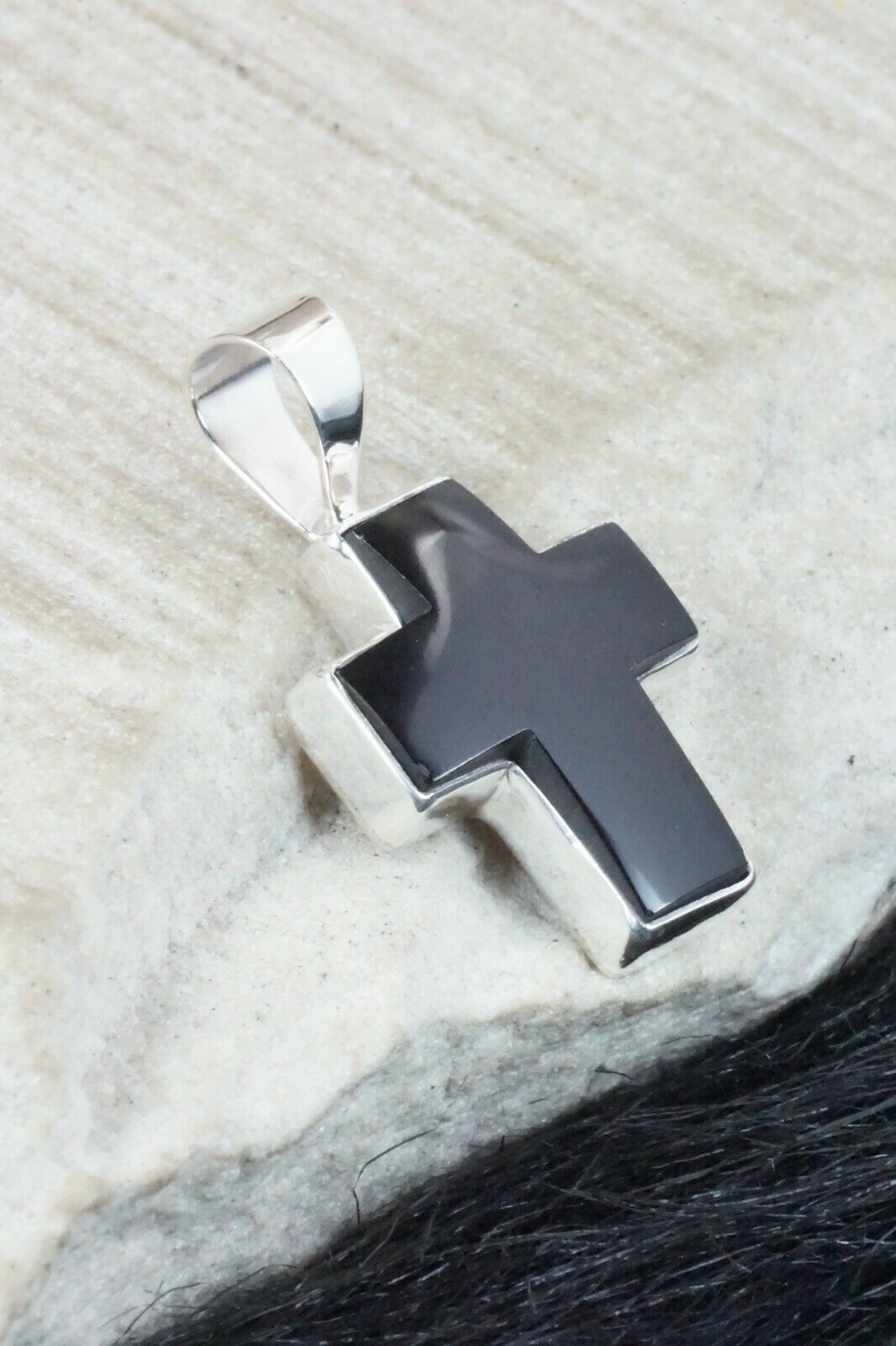 Onyx & Sterling Silver Cross Pendant - Diane Wylie