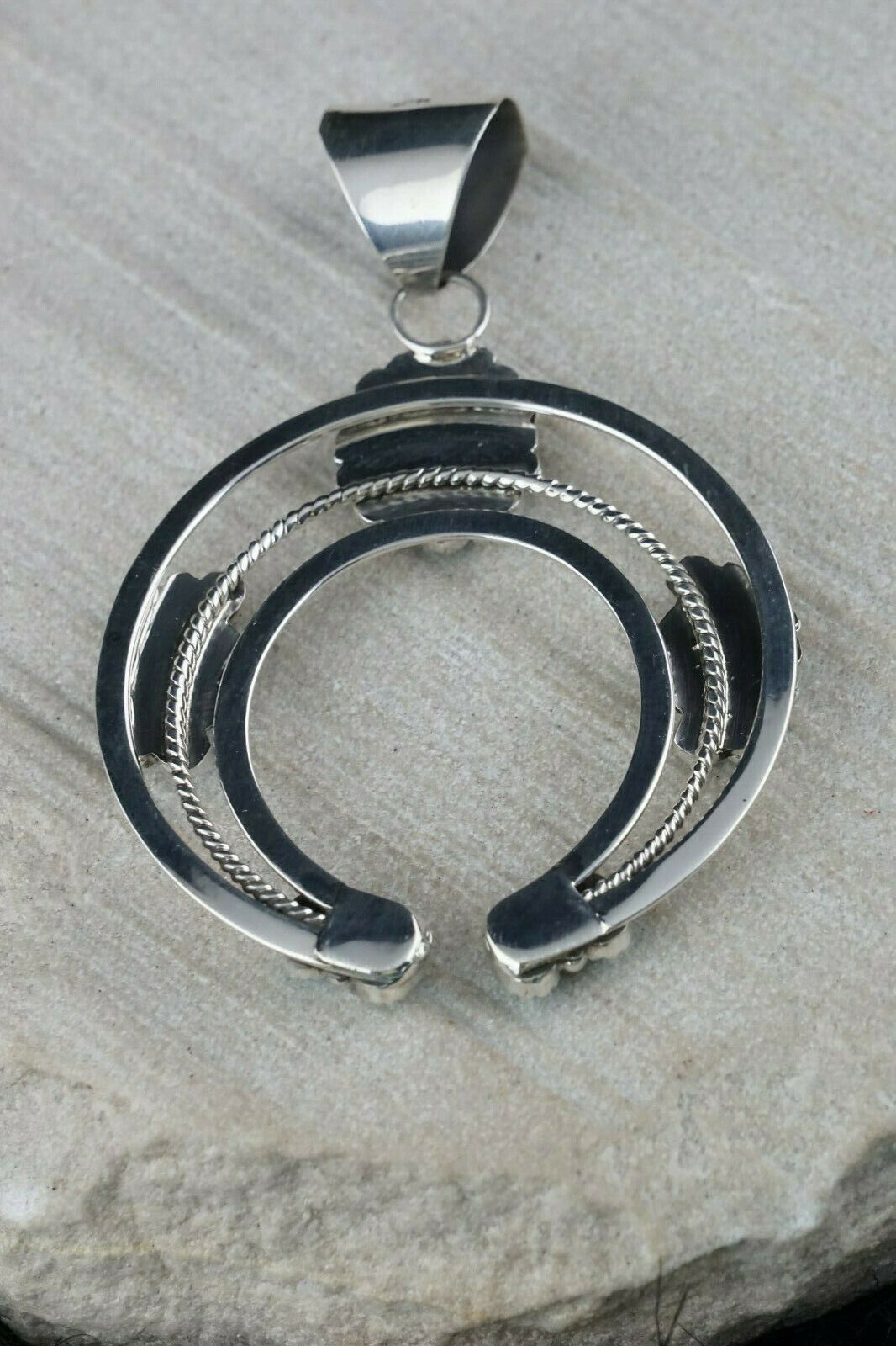 Turquoise and Sterling Silver Pendant - Leon Kirlie - Navajo - High Lonesome Trading